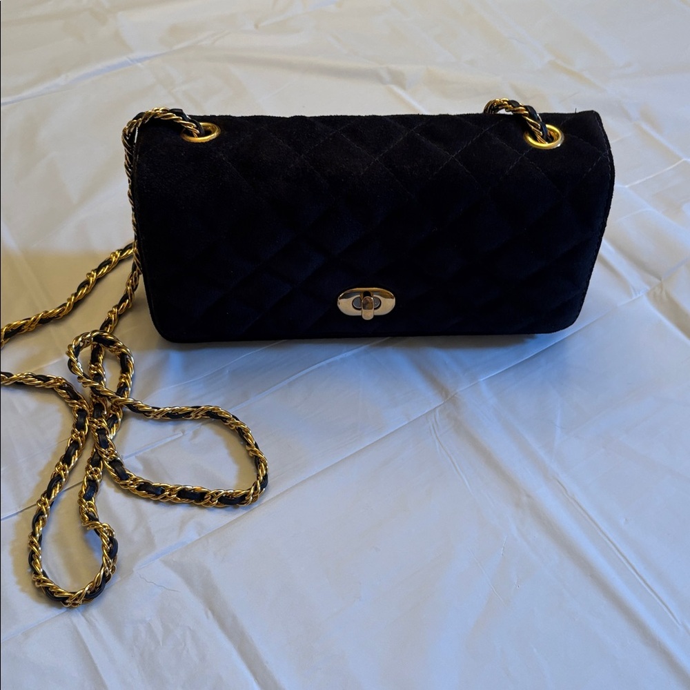 L.J. Simone  Navy Suede Bag